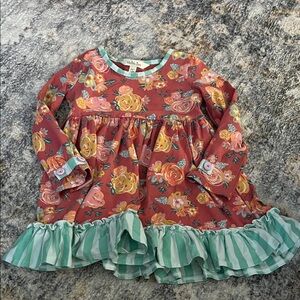 Matilda Jane Floral Dress with Ruffle Hem - Red and Green